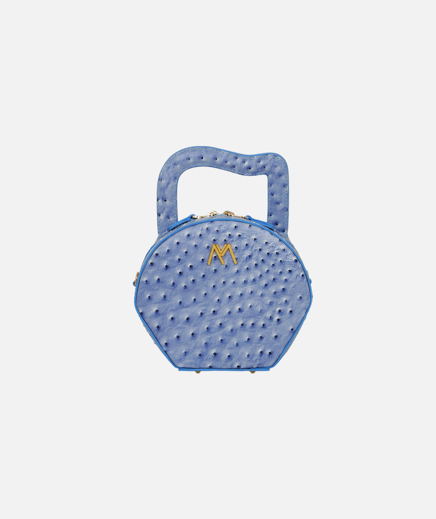 Mini Nora Leather Bag Blue Croc Embossed