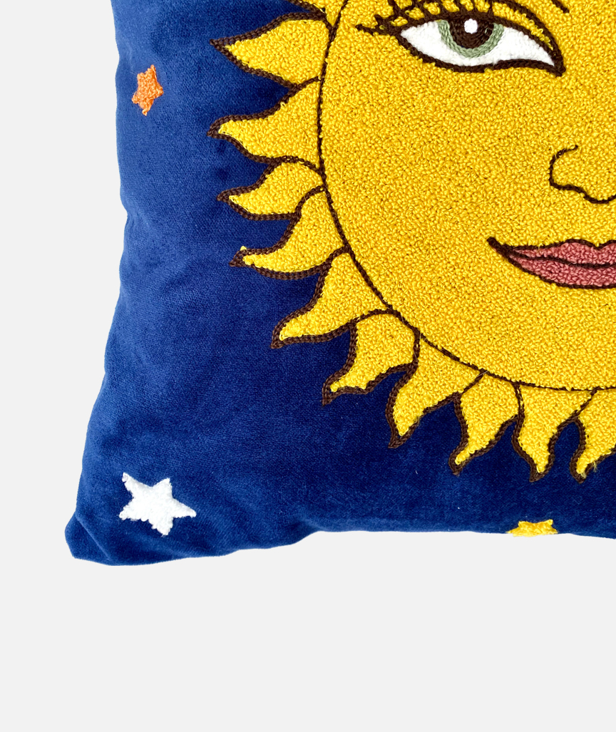 Hello Sunshine Punch Needle Velvet Pillowcase 