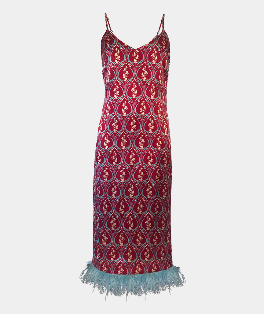 Ophelia Slip Dress With Feathers