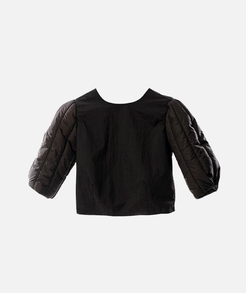 Quilted Sleeve Black Color Blouse