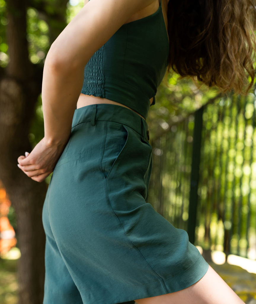 High Waisted Plated Shorts