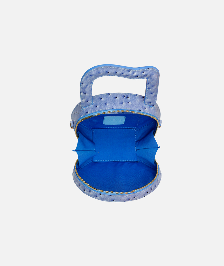 Mini Nora Leather Bag Blue Croc Embossed