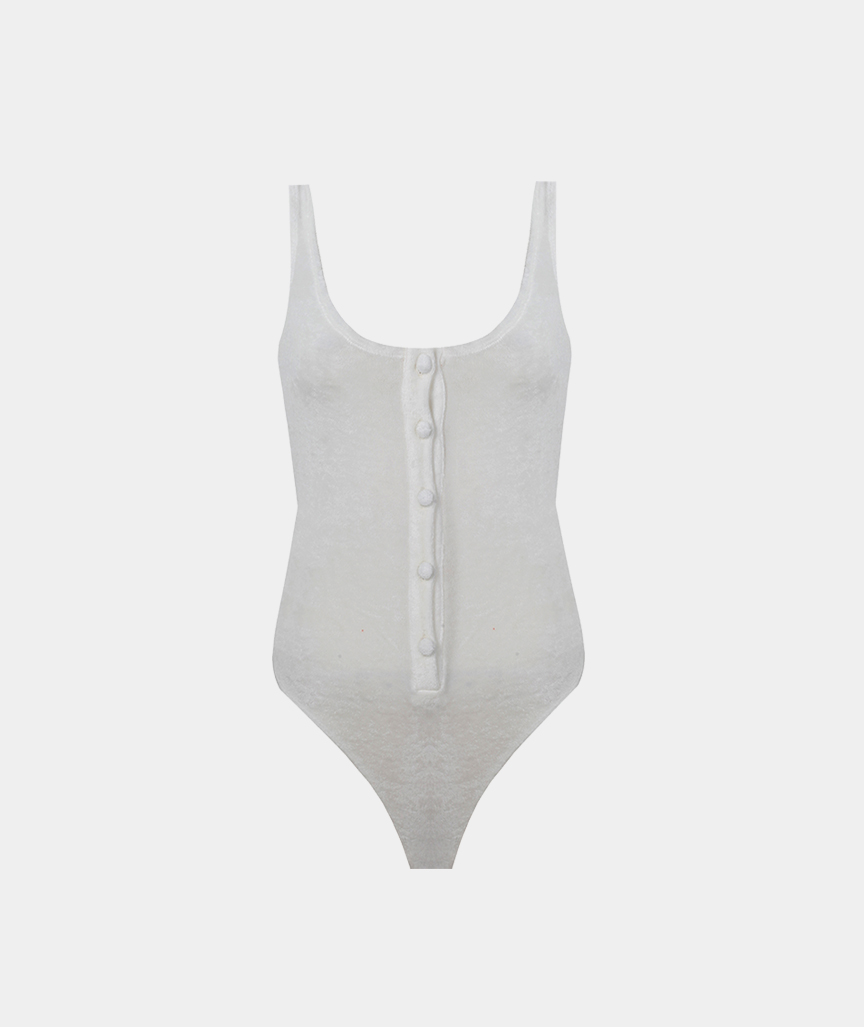 Frottee Bodysuit in weiß
