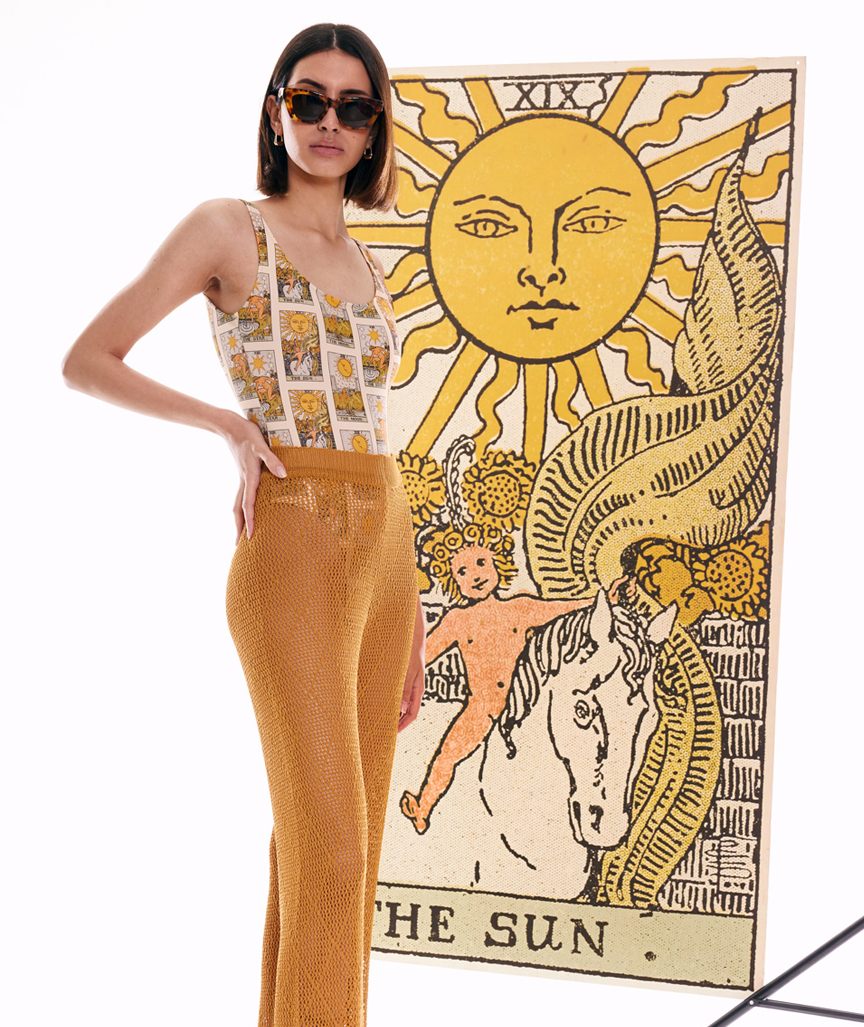 Tarot Card Patterned Swimsuit