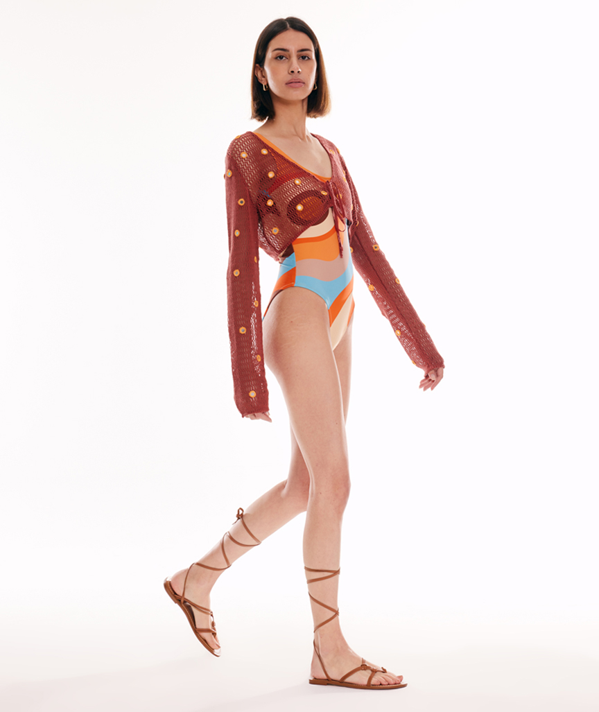 Mars Izohips Patterned Colorful Swimsuit