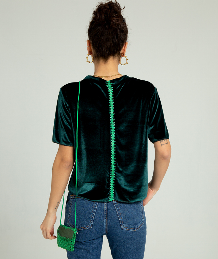 11-SMARAGD-SHORT-SLEEVE-TOP-2 Smaragd Samt-Kurzarm-Top