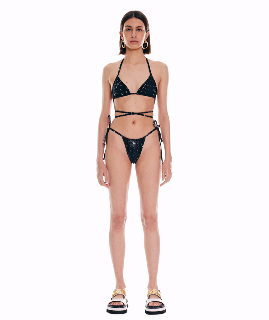 Space Babe Planet And Zodiac Sign Printed Bikini Bottom