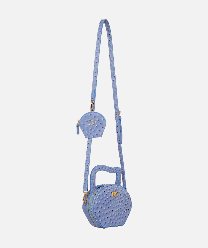 Mini Nora Leather Bag Blue Croc Embossed