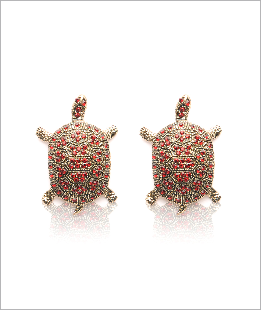 Bronze Schildkröten Ohrringe mit Zirkonias