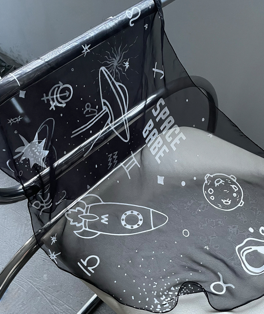 Space Babe Planet and Zodiac Sign Printed Pareo