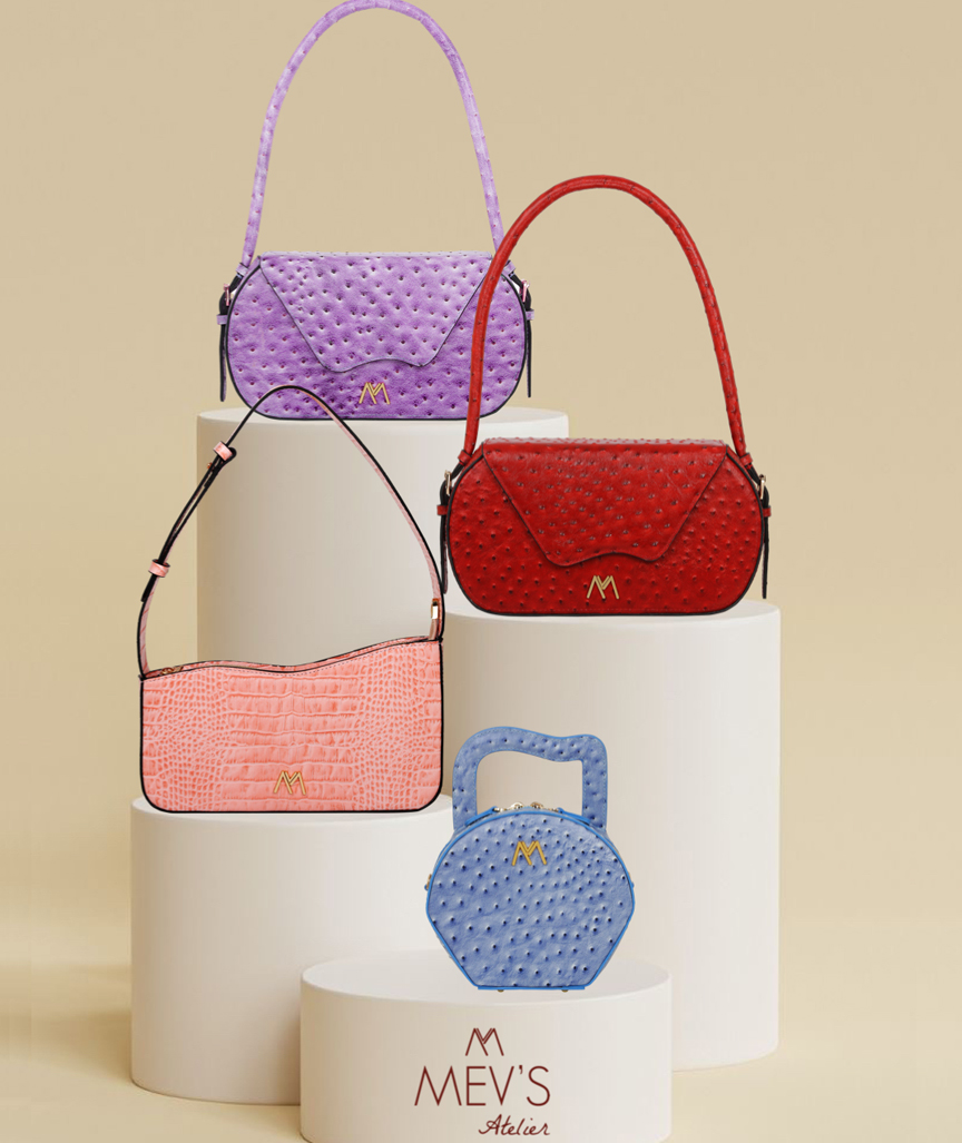 Ephron Leather Baguette Bag Purple Croc Embossed