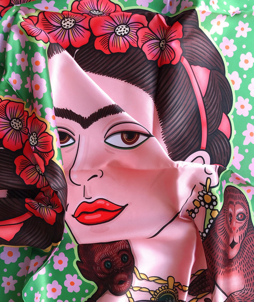 Frida Kahlo Pink Scarf