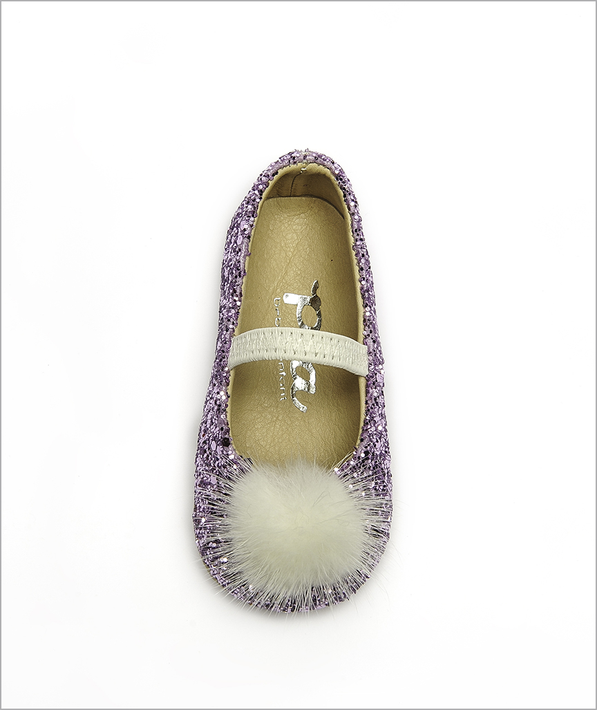 PiaLilaWeisseBommel3 Ballerina Lila Glitzer