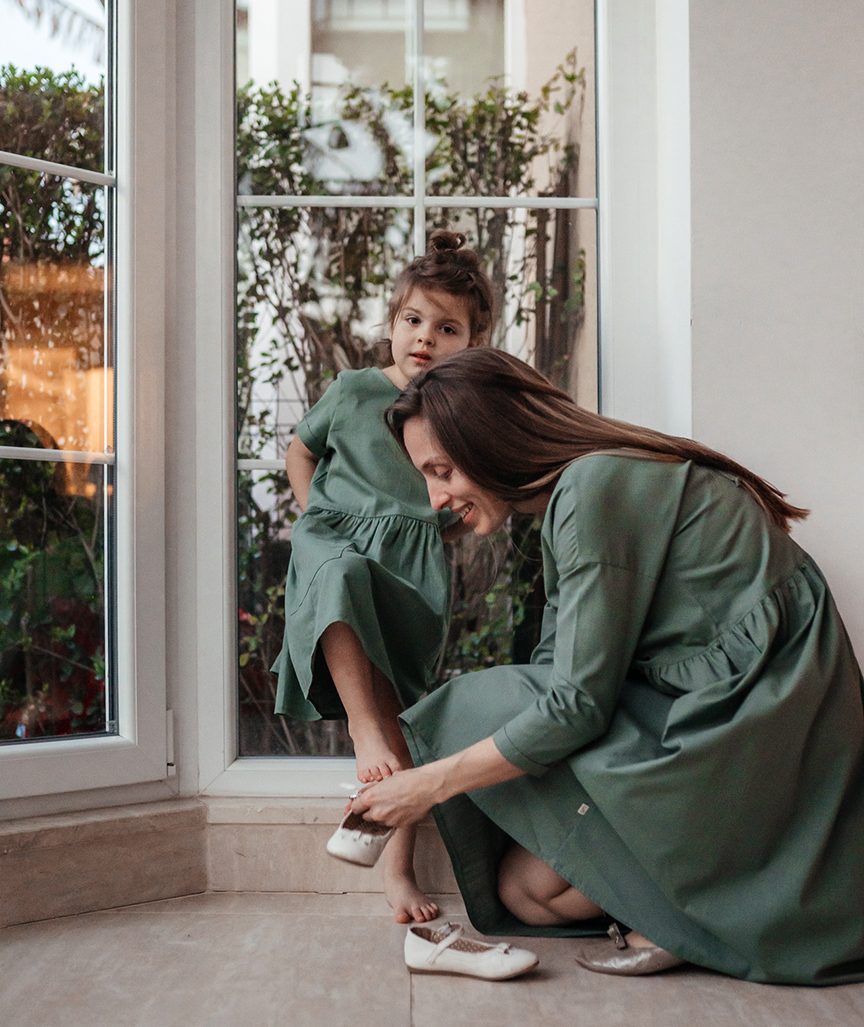 Woman’s Dress With Square Pockets Green