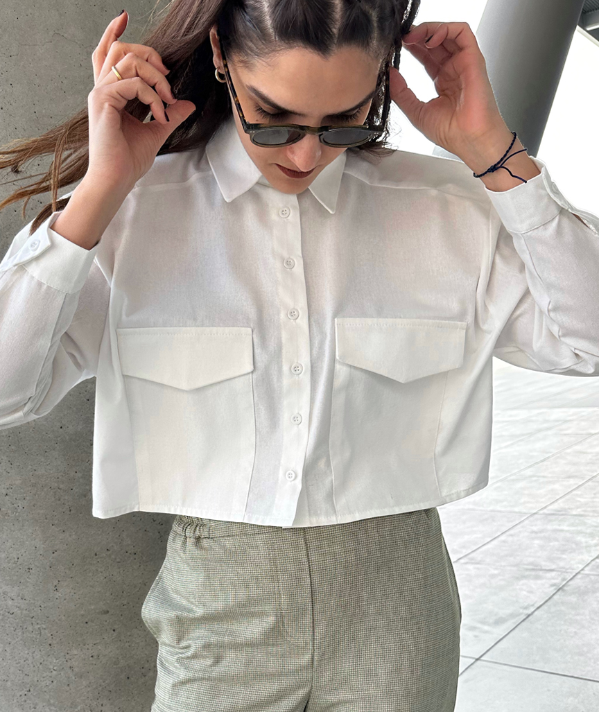 Crop Cut Pocket Shirt