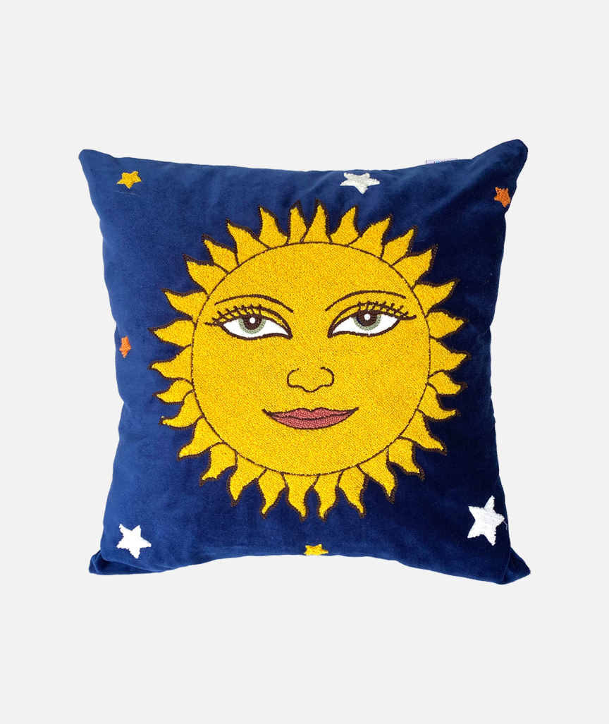 Hello Sunshine Punch Needle Velvet Pillowcase 