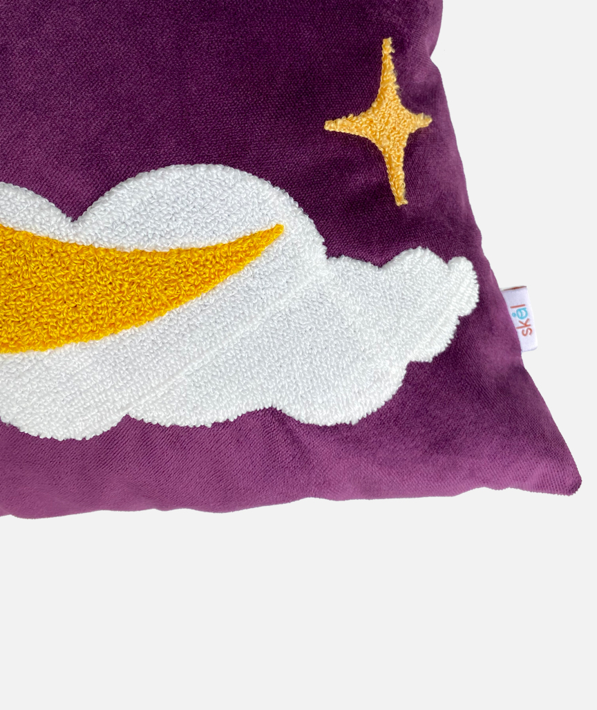 Crescent Moon Punch Needle Velvet Pillowcase 