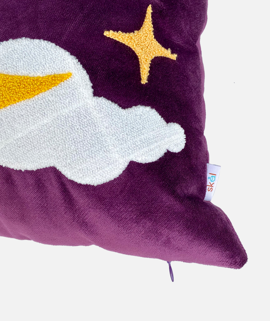 Crescent Moon Punch Needle Velvet Pillowcase 