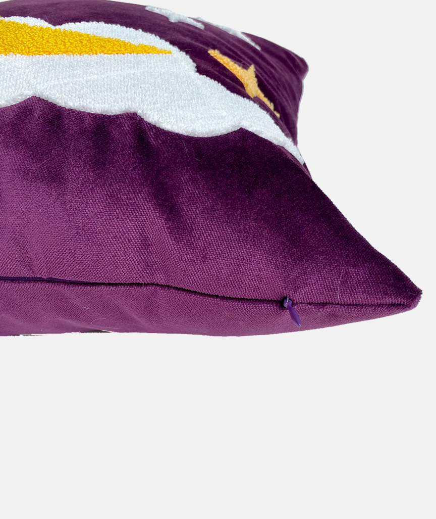 Crescent Moon Punch Needle Velvet Pillowcase 