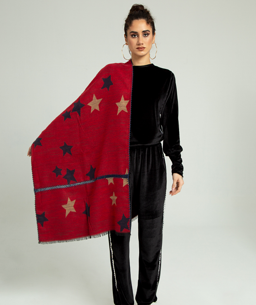 SCARVES-9 Sterne Wollschal