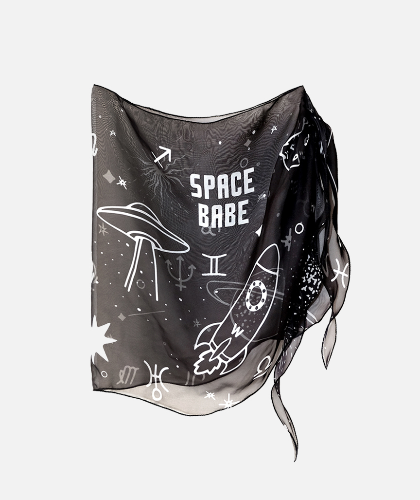 Space Babe Planet and Zodiac Sign Printed Pareo