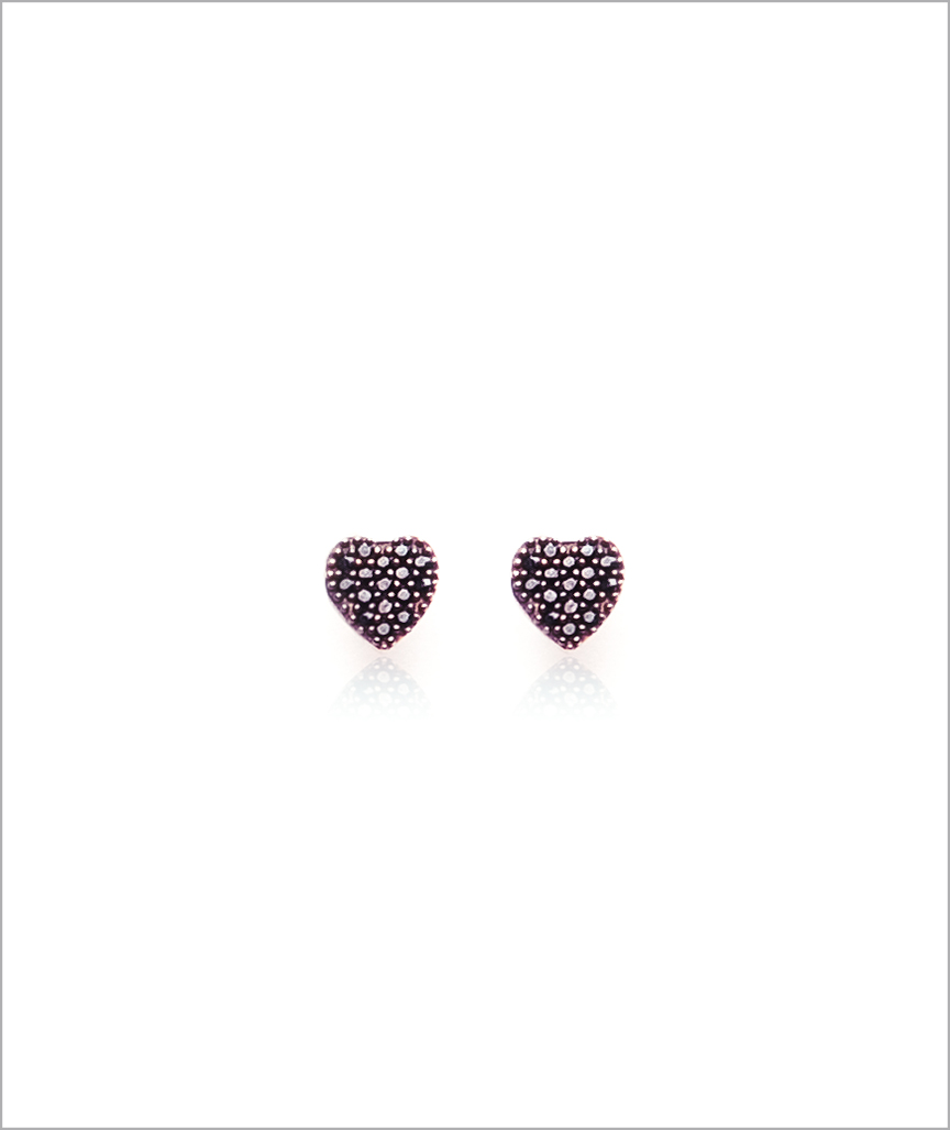 Designed With Stones Heart Stud Earrings