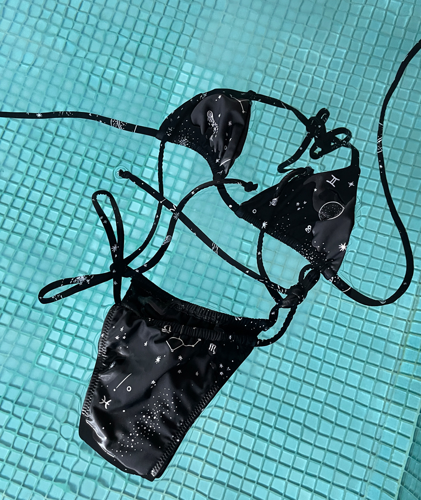 Space Babe Planet And Zodiac Sign Printed Bikini Bottom