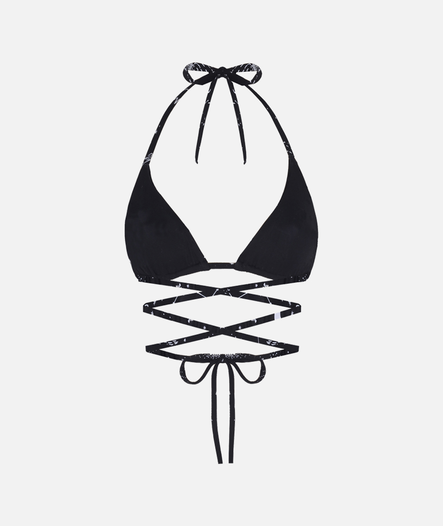 Space Babe Planet And Zodiac Sign Printed Bikini Top