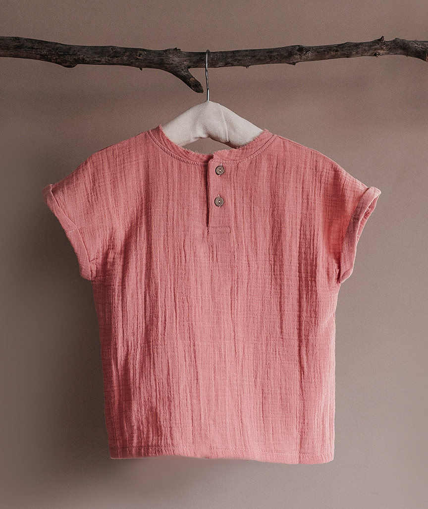 Salmon-Pink-Muslin-Children-s-T-shirt_1 Kurzarm-Kinder-T-Shirt in Lachsrosa