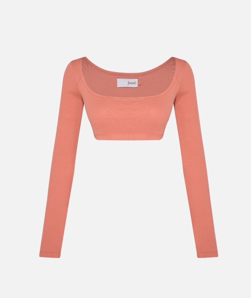 Ribana Crop Top mit eckigem Kragen