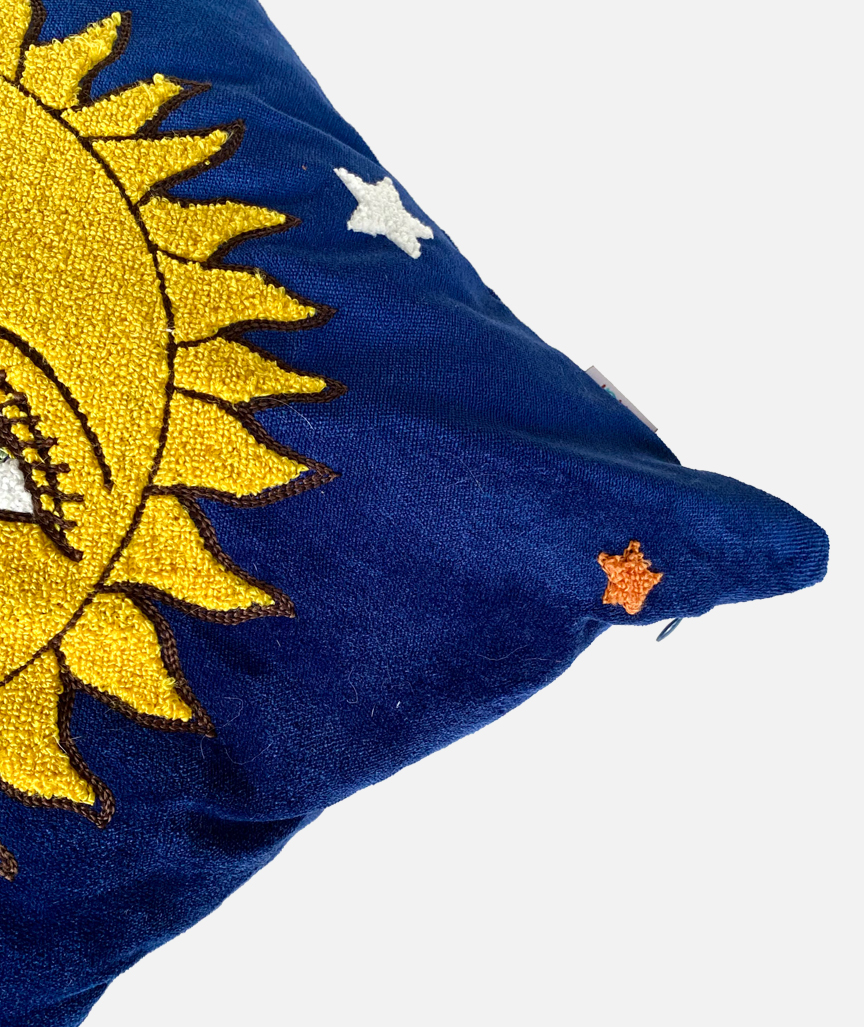 Hello Sunshine Punch Needle Velvet Pillowcase 