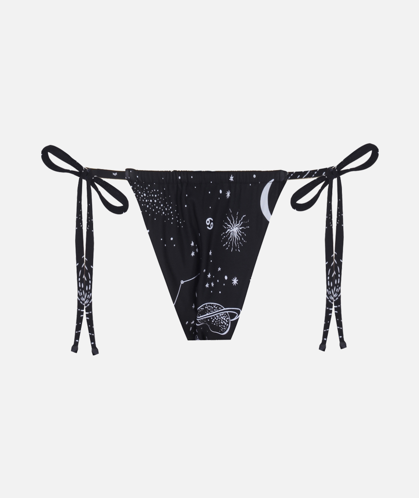 Space Babe Planet And Zodiac Sign Printed Bikini Bottom