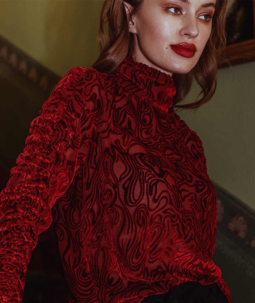 Ophelia Top With Gathered Velvet