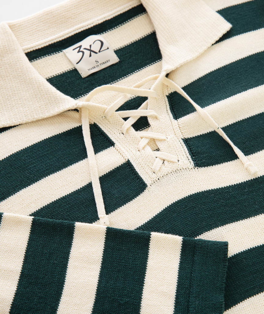 Rollkragenpullover grün gestreift