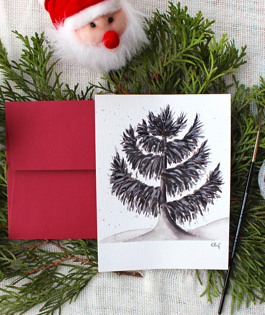 9qgapksUg9xGr7 Leuchtender Weihnachtsbaum Weihnachtskarte