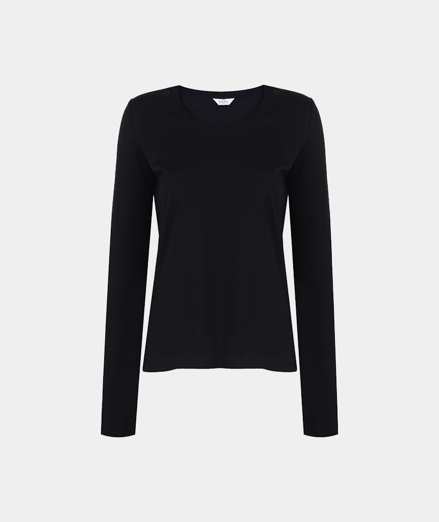 DEUX-BEAUTES_Blanche-Round-Neck-T-Shirt Blanche Rundhals-Langarmshirt