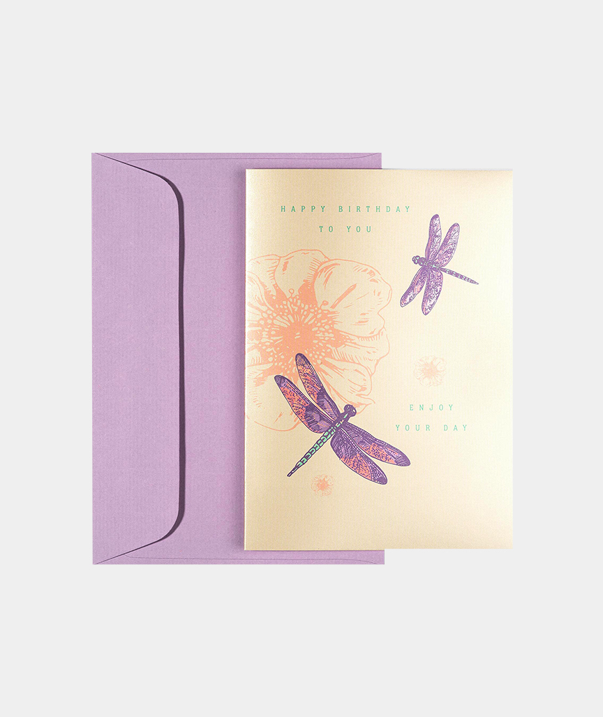 Greeting-Card_Happy-Birthday-Dragonfly Herzlichen Glückwunsch Libelle - Grußkarte