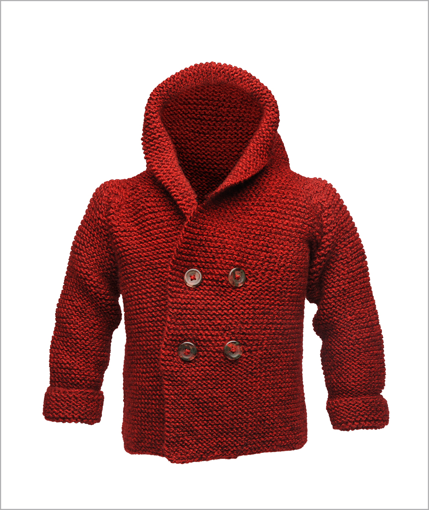 Cardigan With Hood Mottled Red